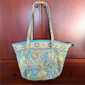 Vera Bradley Turquoise and Yellow Paisley Tote
